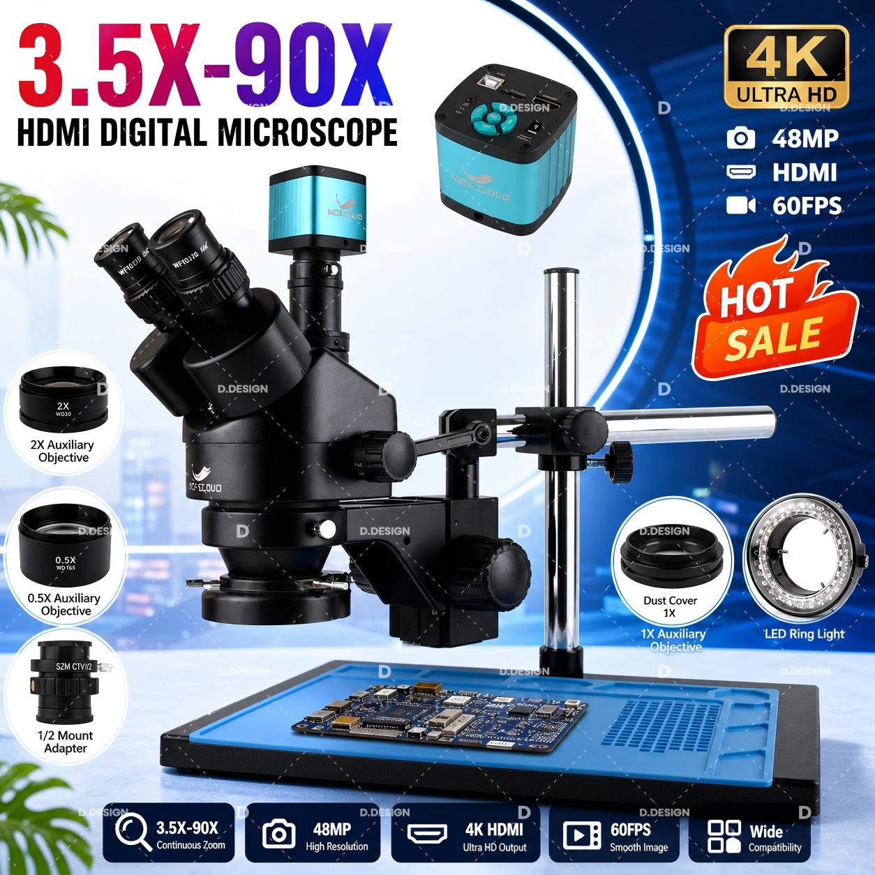 3.5X-100X Industrial Lab Simul - Simul-Focal Industrial Microscope 4K Hdmi 评论和价格